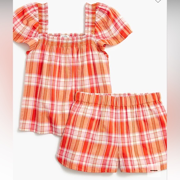 J. Crew Factory Other - J. Crew Lightweight Plaid Smocked Top and Short Set size Large NWT